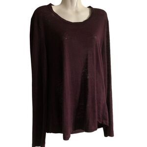 A.L.C. Top Size Medium 100% linen long sleeve plum asymmetrical‎ back opening